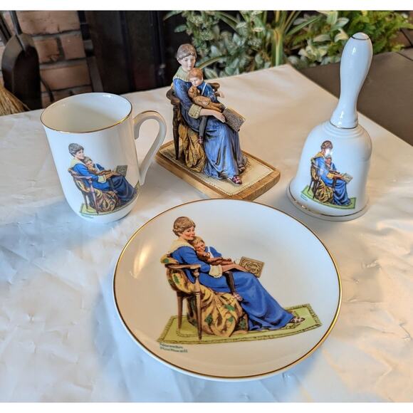 Norman Rockwell "Bedtime" Collection Plate Figurine Bell Mug Nursery Decoration - Picture 1 of 12